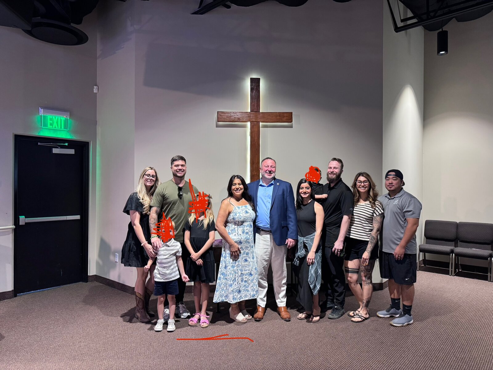 Pete Chryss with his family at church